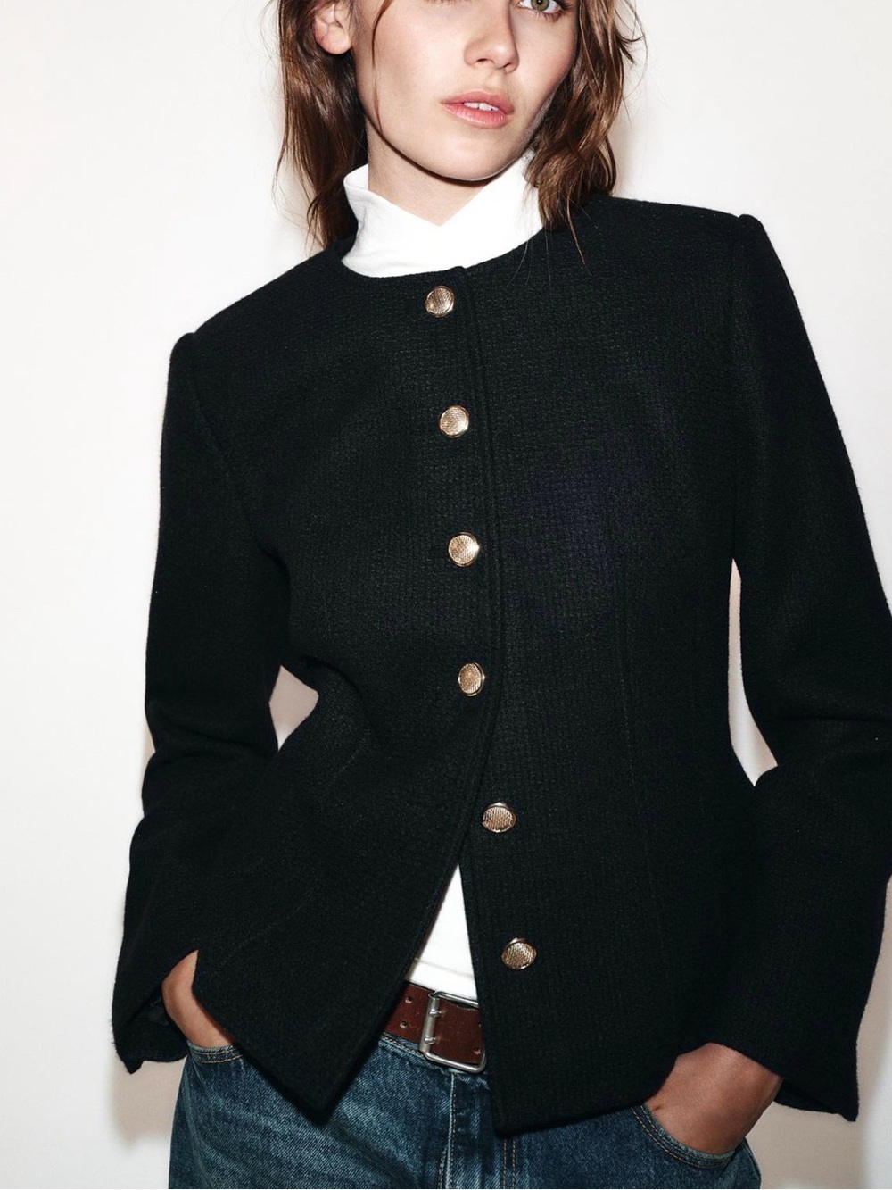 Zara Black Jacket with Gold Buttons